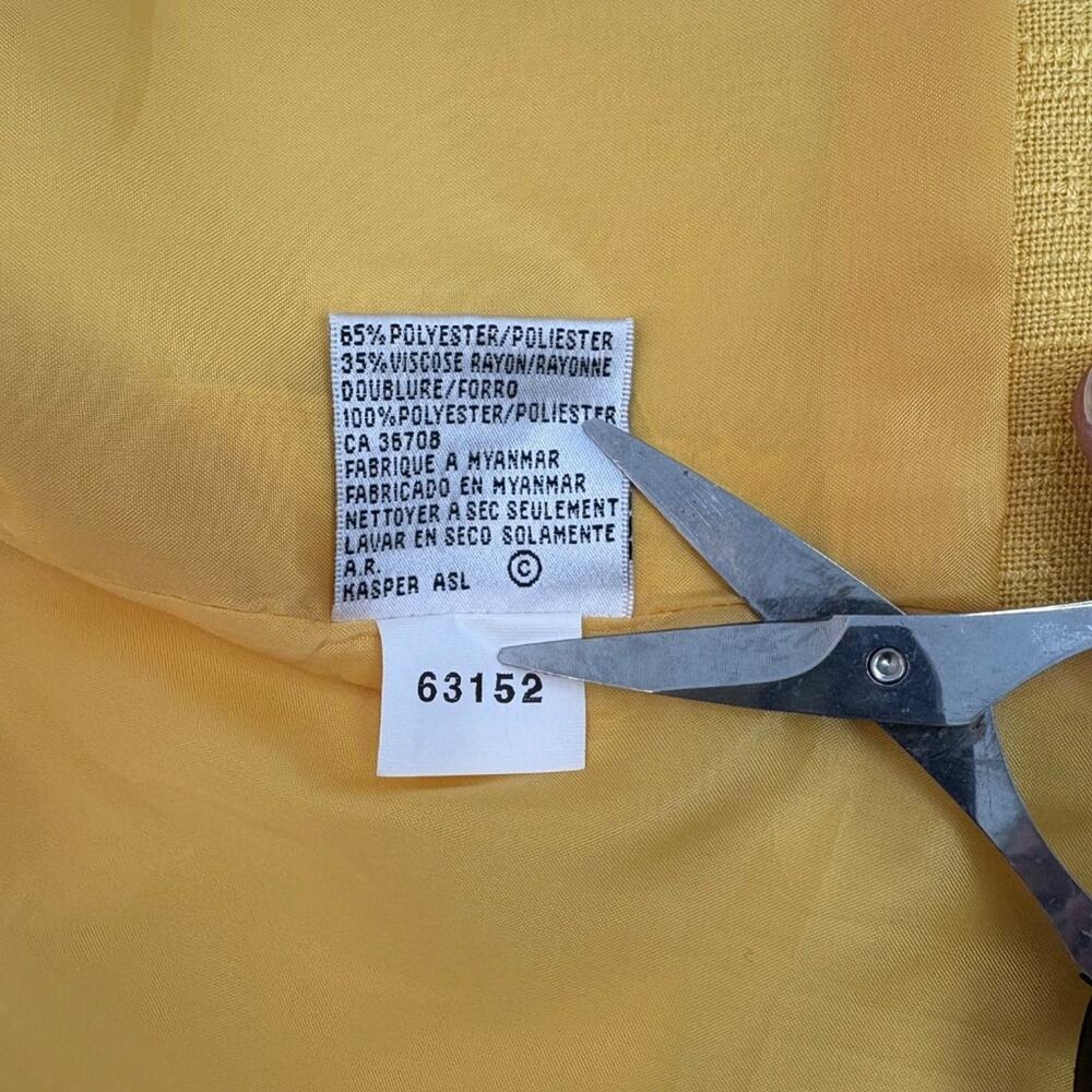 Vintage Le Suit Sunshine Lemon Yellow Fitted Blazer Y2K Mod Short Sleeve Size 6 - Picture 7 of 14
